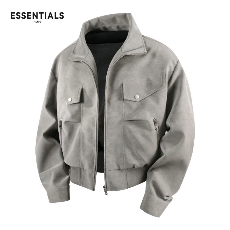 ESSENTIALS慵懒风痞帅美式复古夹克机车服男新款宽松情侣皮衣外套