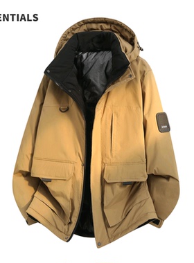 ESSENTIALS新款90绒羽绒服男冬季青少年连帽加厚保暖防寒冬装外套