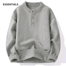 ESSENTIALS复古慵懒感亨利领毛衣男女新款宽松百搭休闲针织卫衣