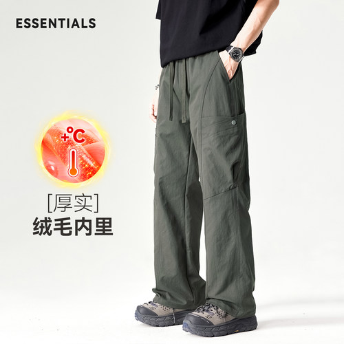 ESSENTIALS男加绒加厚工装裤
