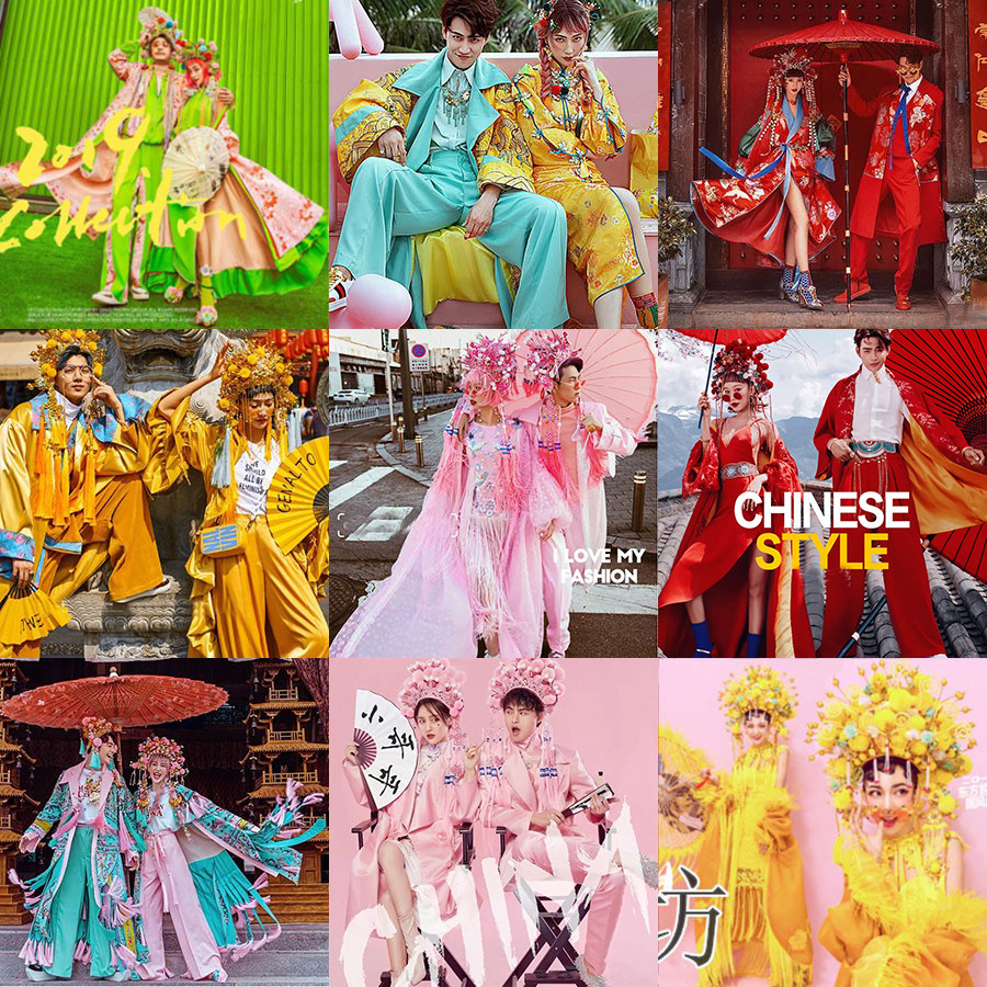 展会影楼新款主题中国风国潮婚纱照摄影旅街拍照戏曲演出中式服装