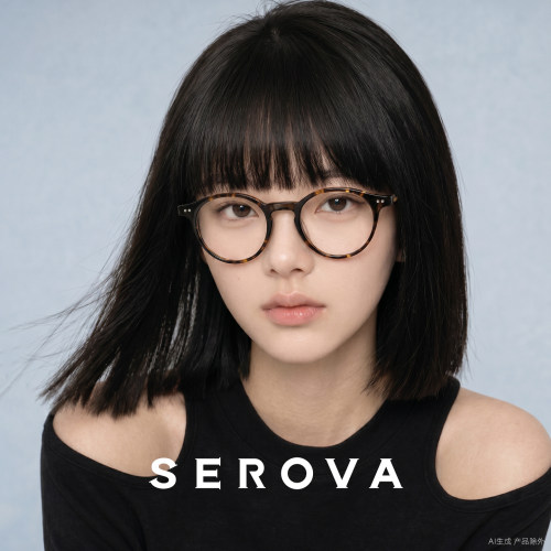 SEROVA施洛华素颜圆框近视眼镜减龄百搭超轻防蓝光可配度数 SF801
