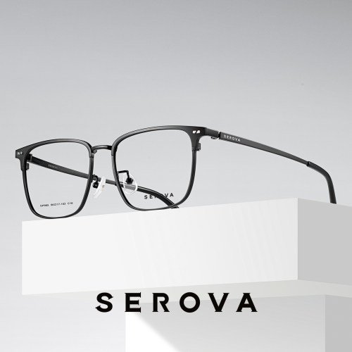 SEROVA施洛华超轻钛商务眉线半框近视眼镜男防蓝光可配度数 SP965