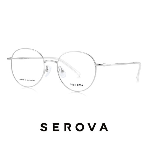 SEROVA施洛华超轻文艺圆框近视眼镜女简约修颜可配度数镜片SL1230