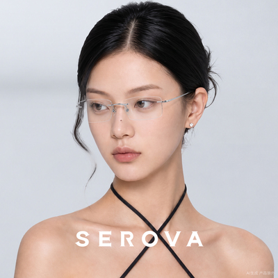 SEROVA施洛华无框眼镜男女款高级感可配近视度数片超轻钛架 SP719