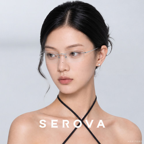 SEROVA施洛华无框眼镜男女款高级感可配近视度数片超轻钛架 SP719
