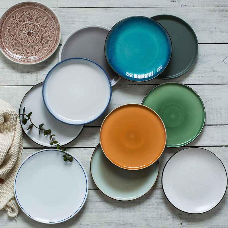 瑕疵好看陶瓷西餐盘子牛排盘平盘菜盘蛋糕点心早餐盘圆盘日式餐具,餐饮具,盘,淘宝优惠券,粉丝福利购,淘宝优惠卷