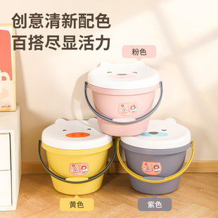 幼儿园加厚可坐收纳桶家用洗澡水桶凳塑料浴室手提洗衣带盖钓鱼桶