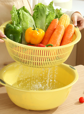 加大号厨房双层塑料洗菜盆滴水篮洗水果篮多用洗菜篮沥水篮滤水筛