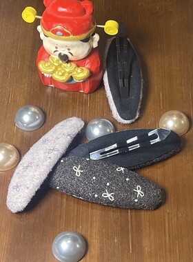 ins韩系秋冬新款蝴蝶结毛呢布艺发夹可爱百搭刘海夹侧边夹发饰女