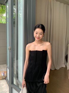 抹胸礼服斜纹羊毛立体鱼骨束胸撩人时髦又欲造型衣上衣真丝衬