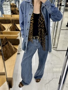 亚麻显瘦牛仔色套装 复古水洗法式 小众设计师 法奢套装 自带调性