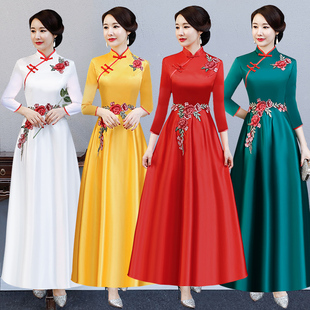 长袖大摆礼仪服长款礼仪服迎宾礼仪小姐服装酒店年会裙