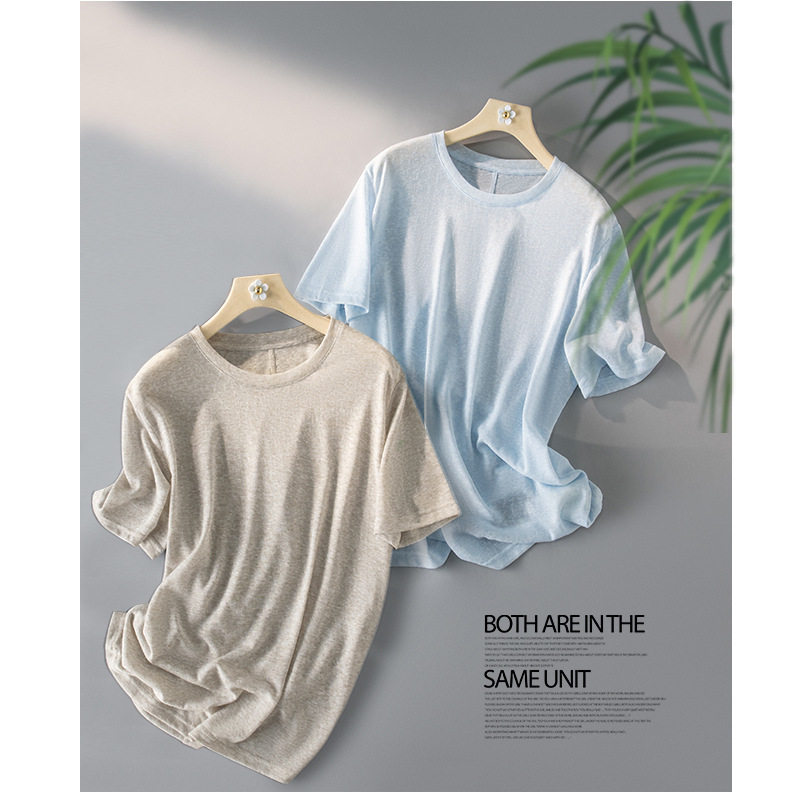 2025杭州四季青早春新款多巴胺穿搭苎麻短袖T恤女透气凉爽针织衫