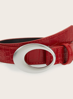 新款美式复古y2k腰带女民族风皮带百搭配牛仔裤带高级感红色简约