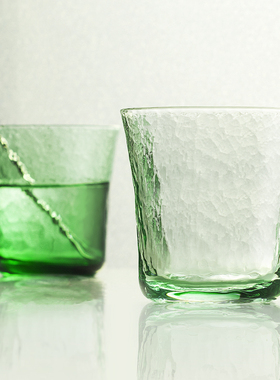 RAMASOON绿色手工水晶玻璃杯耐热茶杯果汁杯啤酒杯威士忌鸡尾酒杯