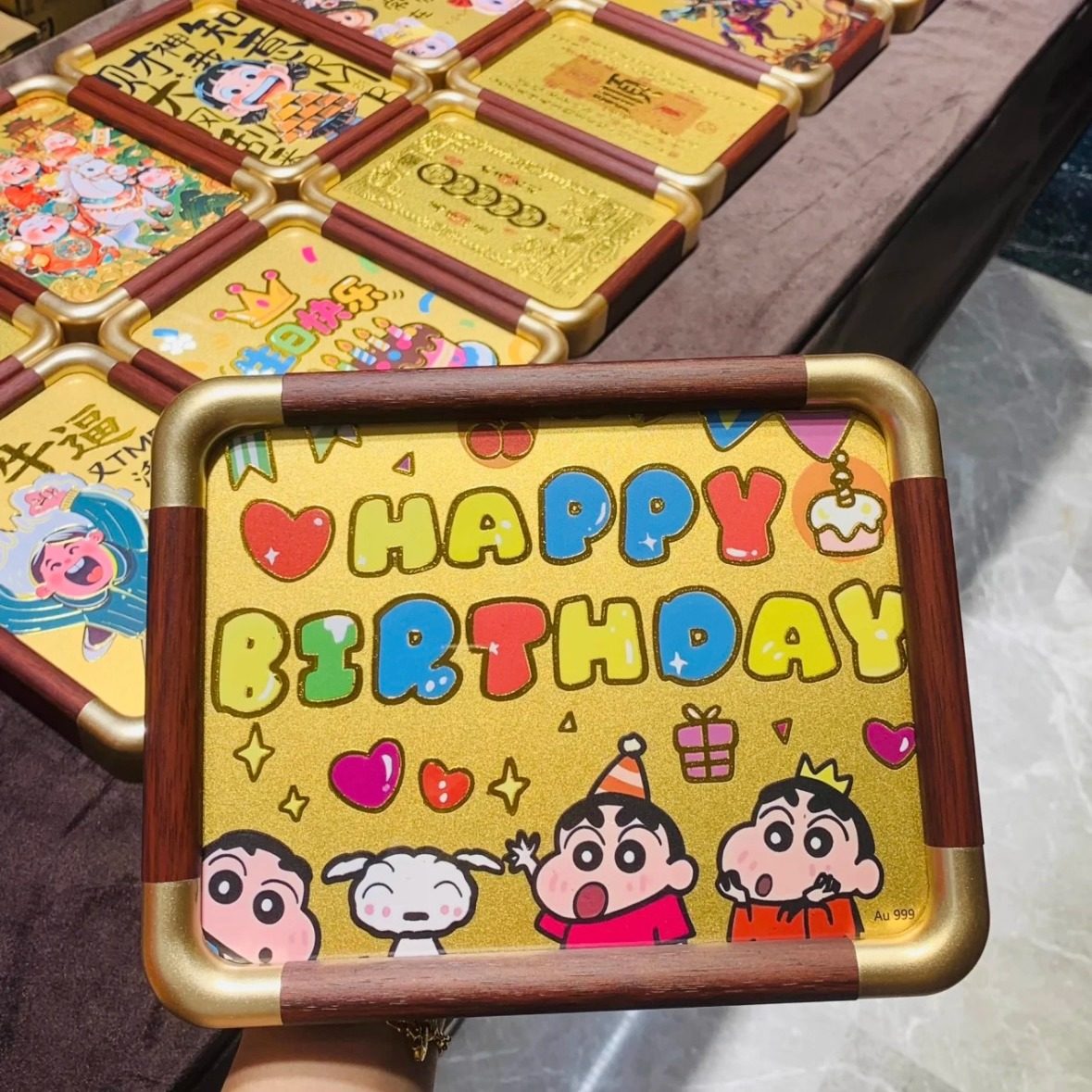 水贝金相框桌面摆件蜡笔小新玄关装饰布置生日送女友闺蜜礼物