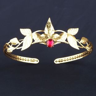 亚马逊希腊女神复古银额饰水钻结婚头饰合金彩钻树叶发箍水晶饰品