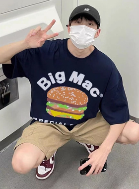 CPFM麦当劳联名汉堡印花美式纯棉夏季男士宽松休闲圆领短袖T恤潮