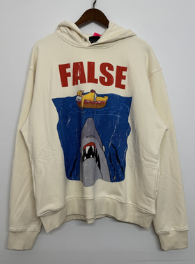 False Perception美式复古辛普森大白鲨印花男女休闲宽松连帽卫衣