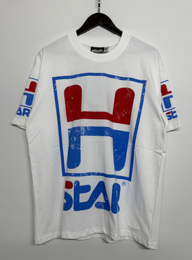 高版本hell地狱之星美式复古H字母印花短袖T恤男女同款宽松休闲潮