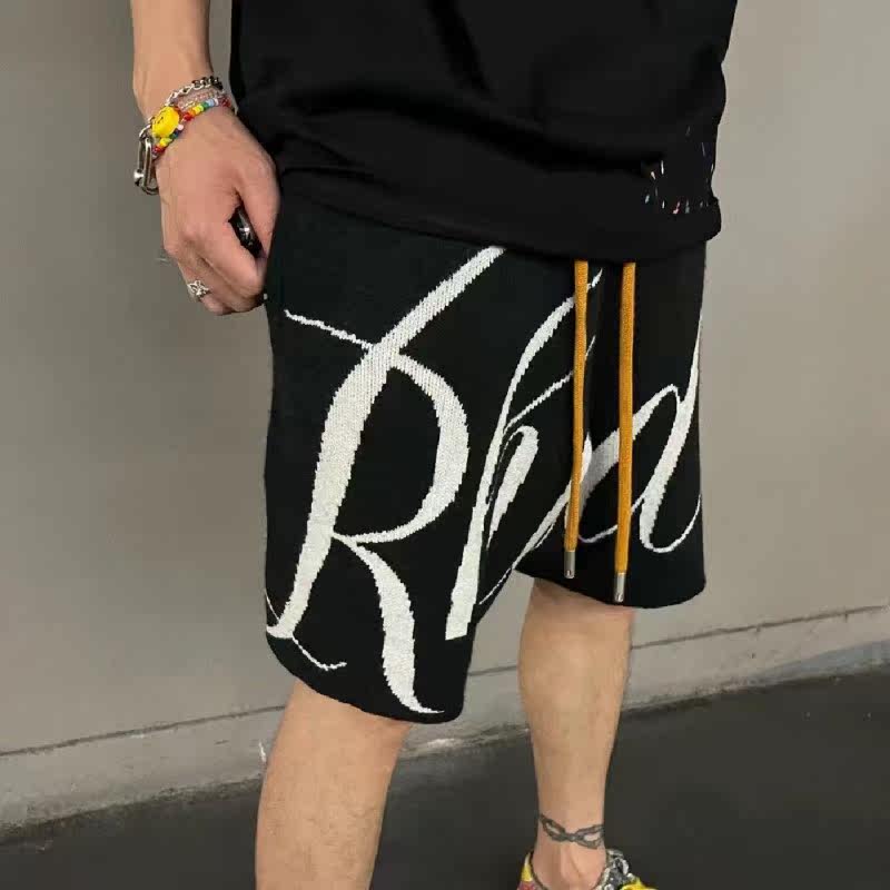 RHUDE TRACK夏季运动休闲短裤宽松运动针织男士篮球五分短裤潮牌