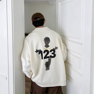 FOG x RRR123联名高街宽松重磅秋冬加绒小天使圆领卫衣男女帽衫潮