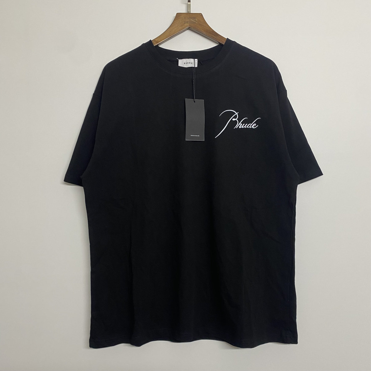 正确版RHUDE草写字母logT恤