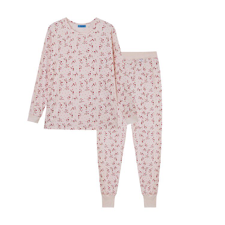 娜飞浓中老年女士大码加密40支纯棉秋衣秋裤圆领全棉打底套装包邮