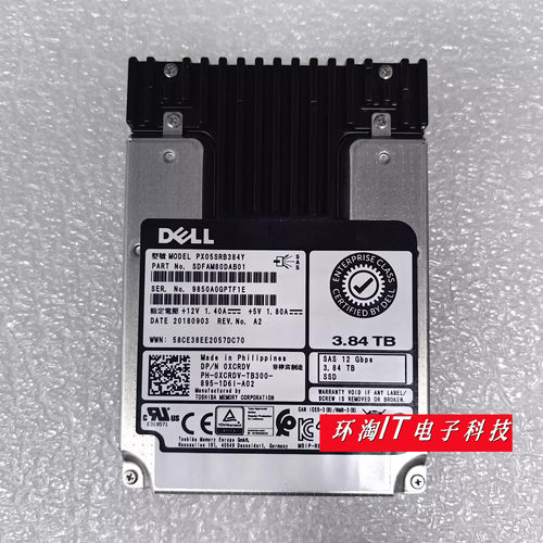 DELL 全新 PX05SRB384Y 0XCRDV 3.84T SAS 2.5 SSD R730 740 硬盘