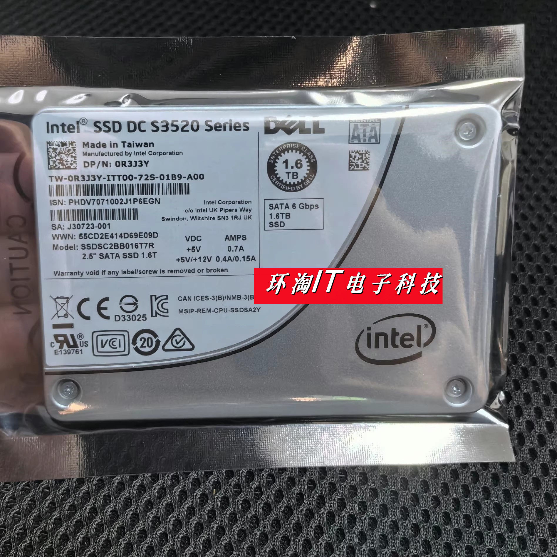 DELL 0R3J3Y 1.6T SSD SATA 6G 2.5 R3J3Y S3520 MLC 固态硬盘