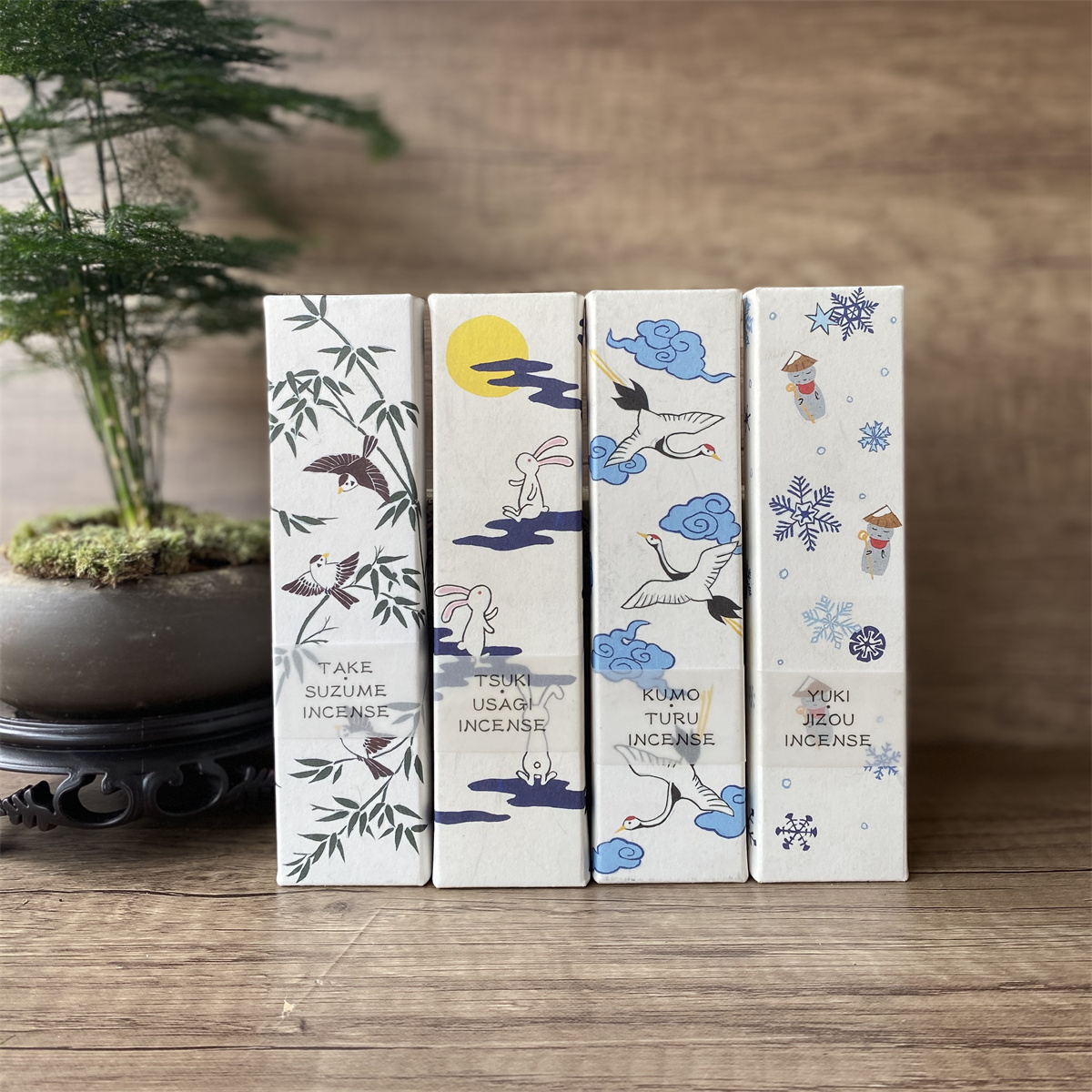 绿起吉祥系列线香套装青竹云鹤莲