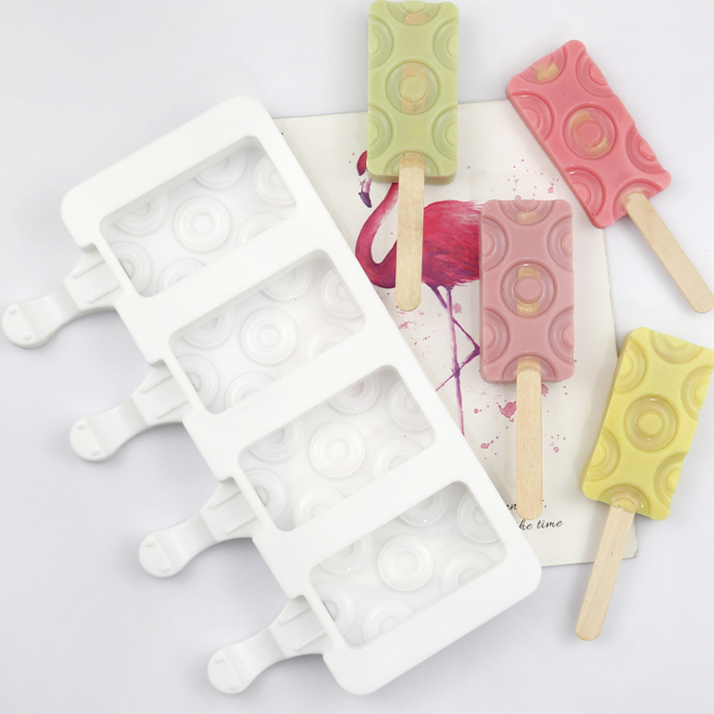 4连小号圆圈雪糕模具 硅胶冰淇淋模 DIY布丁蛋糕模具 不配棒