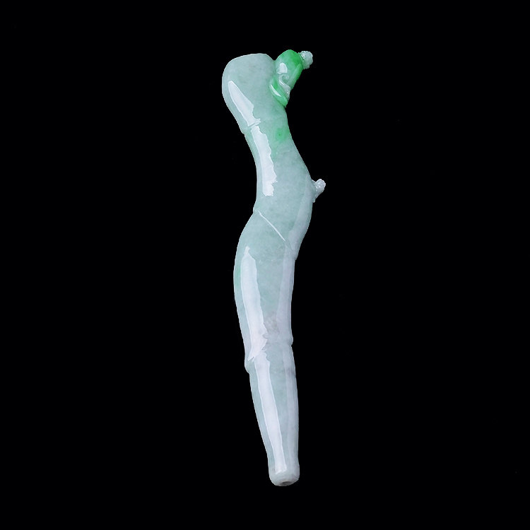 玉石寨玉器 缅甸保真冰糯种阳绿翡翠竹节烟嘴A货老坑烟枪送证书男
