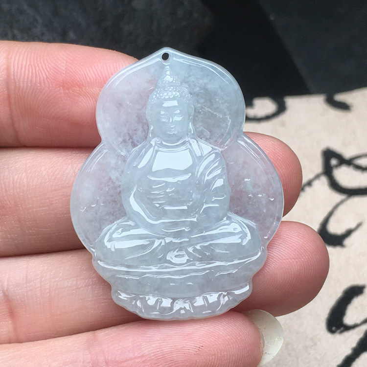 玉石寨A货翡翠冰种如来挂坠