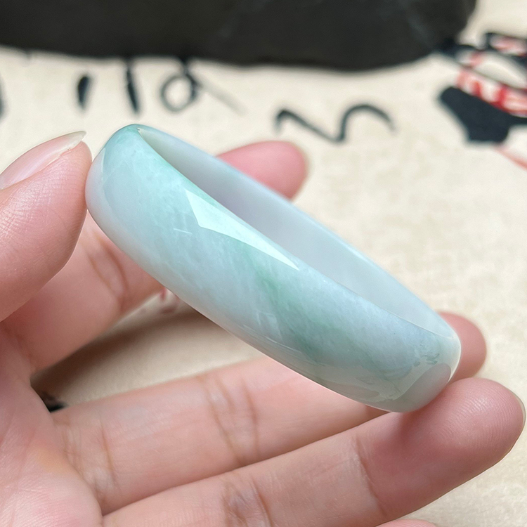 缅甸天然翡翠飘花手镯玉镯小镯子