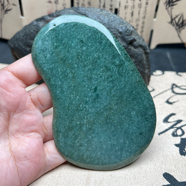 缅甸天然翡翠A货玉石刮痧板送礼