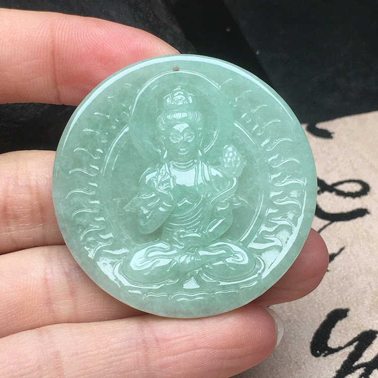 观音吊坠翡翠玉石寨冰糯种