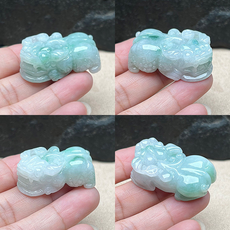 翡翠貔貅吊坠缅甸天然玉石A货冰糯种招财保平安皮丘挂件项坠保真