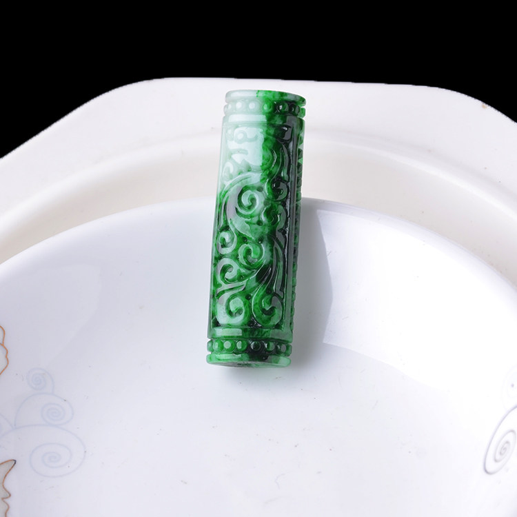 玉石保真老坑阳绿龙柱A货