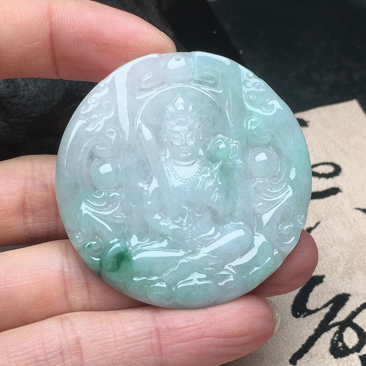 守护神飘花玉石翡翠玉牌