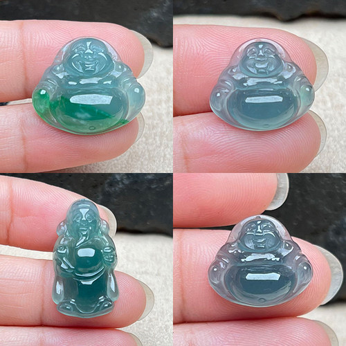 危地马拉A货冰种翡翠佛公吊坠