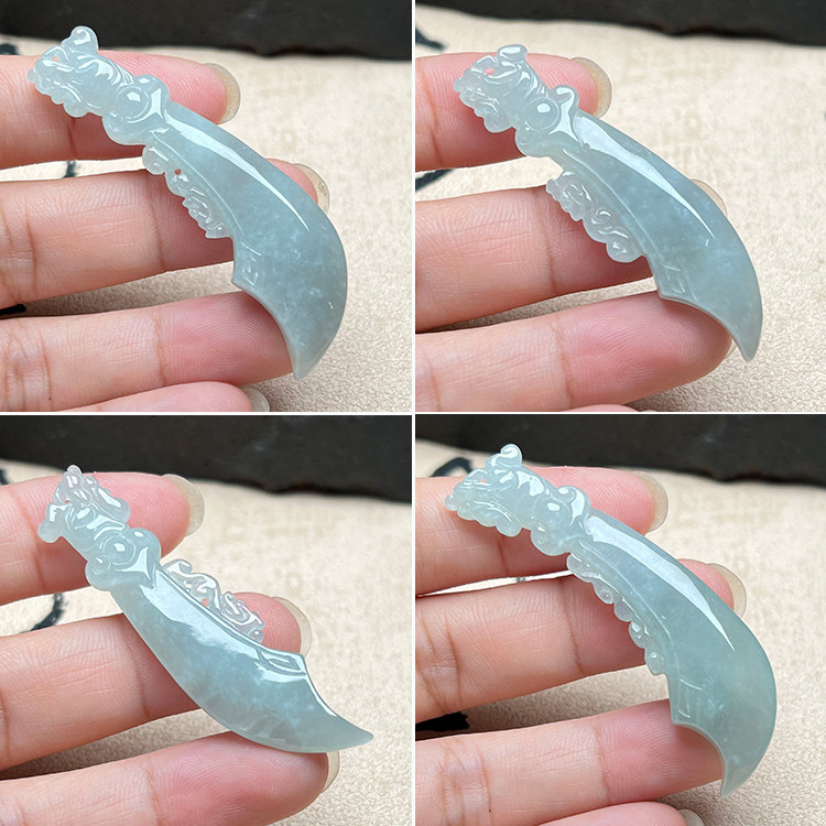 翡翠刀吊坠饰品挂件缅甸翡翠A货老坑冰糯种龙头玉小刀玉坠送证书,珠宝/钻石/翡翠,颈饰,淘宝优惠券,粉丝福利购,淘宝优惠卷