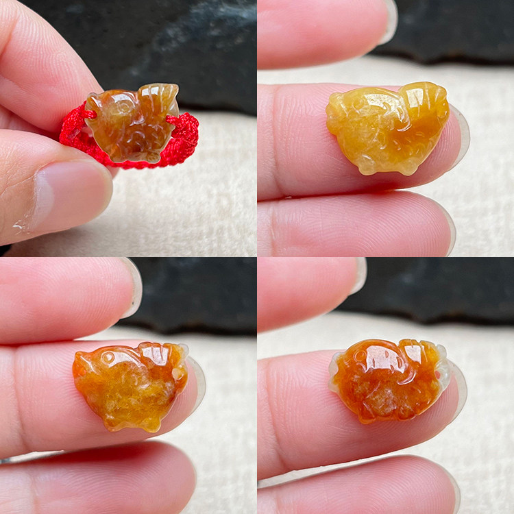 缅甸天然翡翠小鱼戒指鱼儿编织