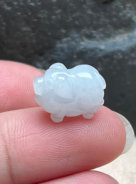 缅甸天然翡翠A货生肖笑猪直通孔