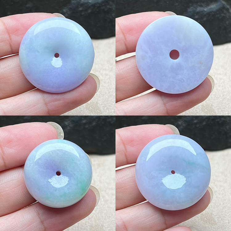 天然翡翠A货紫罗兰平安扣玉吊坠