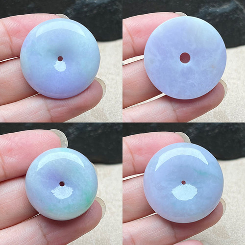 天然翡翠A货紫罗兰平安扣玉吊坠