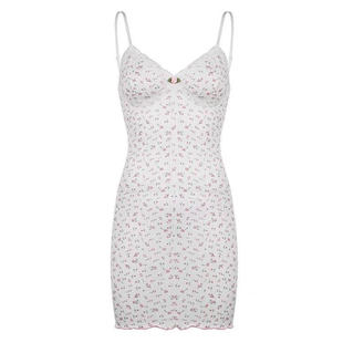 兮兮家性感睡衣女夏季 甜美碎花蕾丝带胸垫少女吊带包臀睡裙可外穿