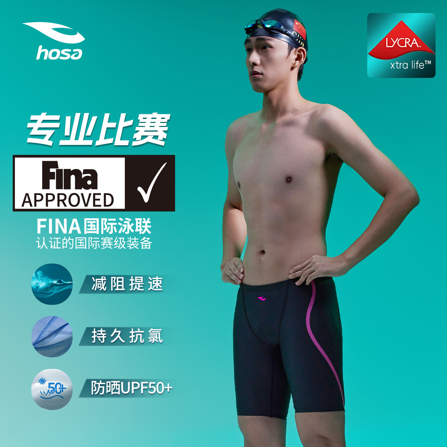 浩沙男士竞速减阻五分泳裤图片