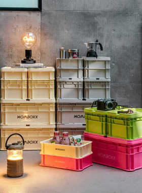 桌面可堆叠收纳框杂物零食化妆品储物箱加厚户外工业风整理收纳盒